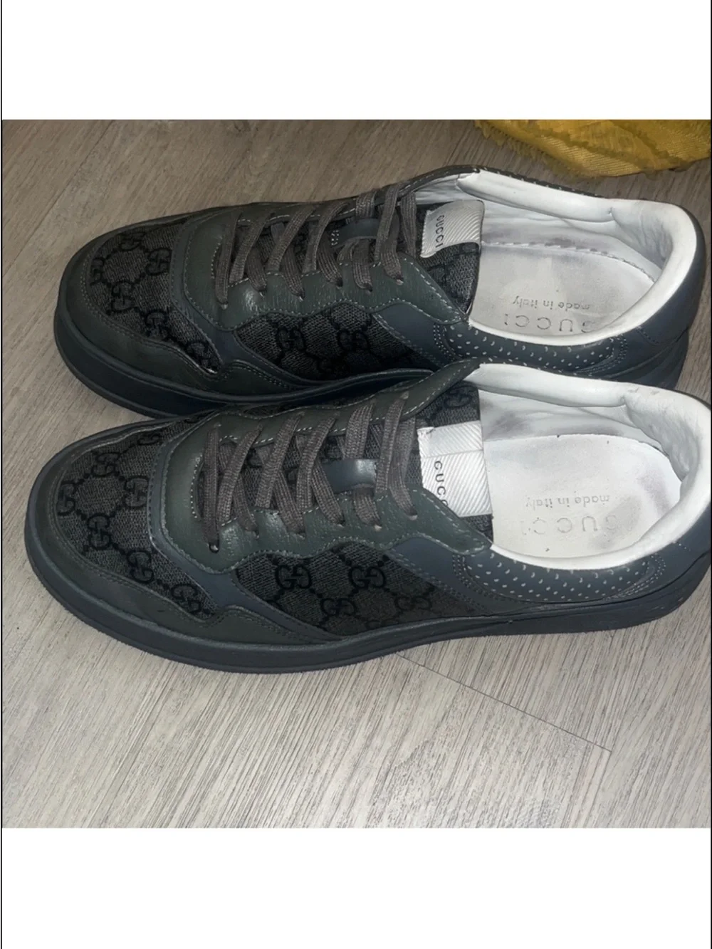 Gucci Men's Charcoal Gray GG Monogram Low-Top Sneakers